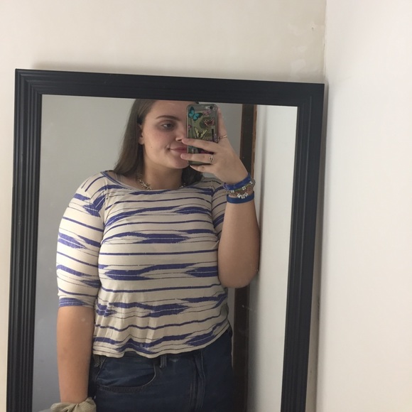 Blue and White Crop Top - Picture 1 of 2